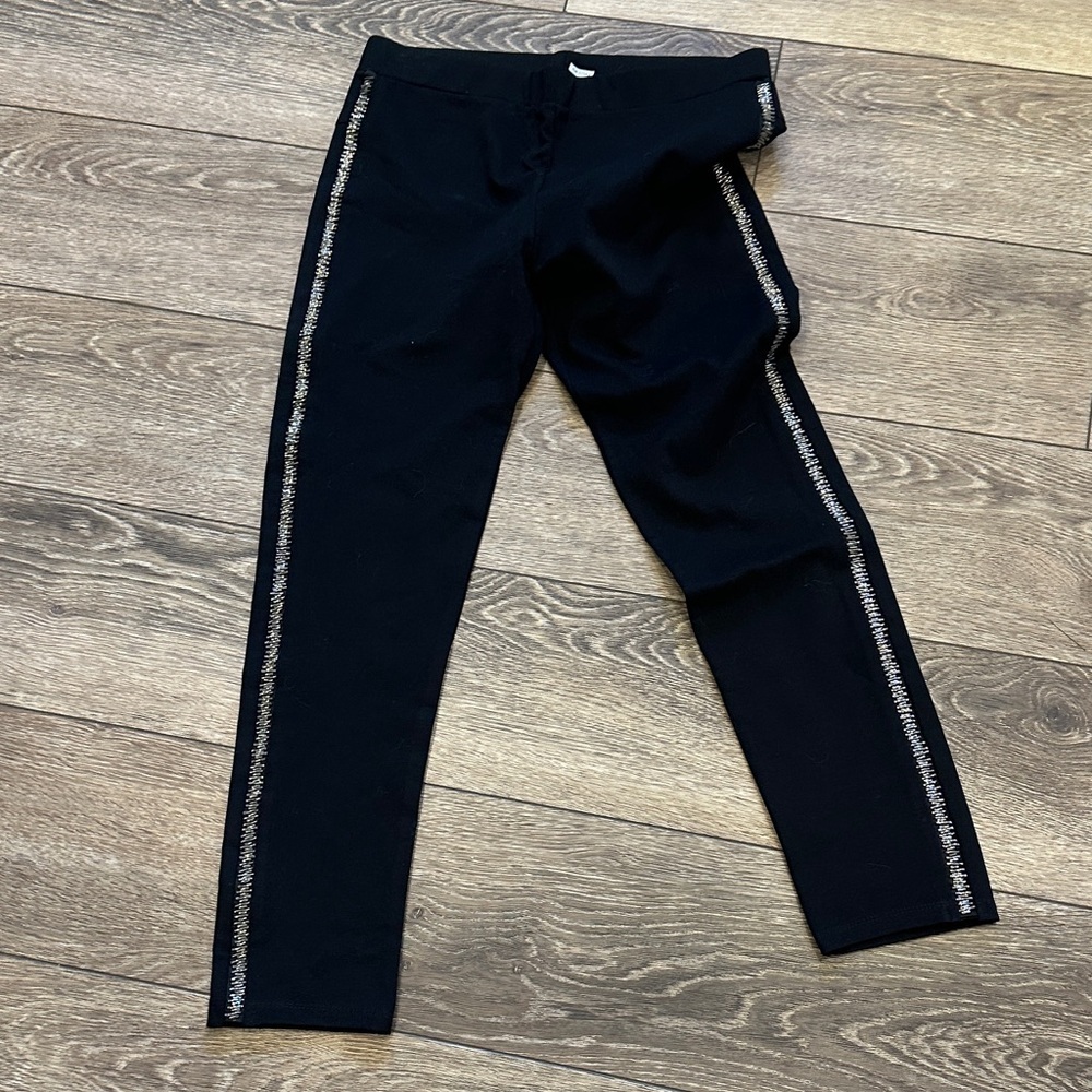 Shinestar Black Skinny Leggings with Side Silver Accents L